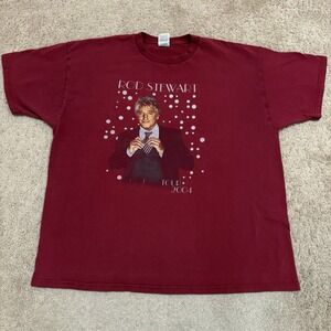 Vintage 2004 Rod Stewart Tour T-Shirt Men's 2XL Red Y2K Rock Band Tee